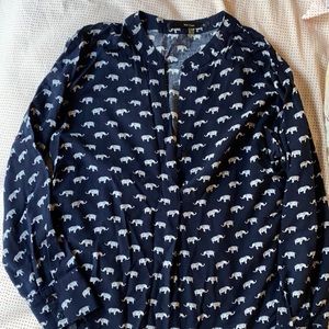 Cute button down with elephants on it